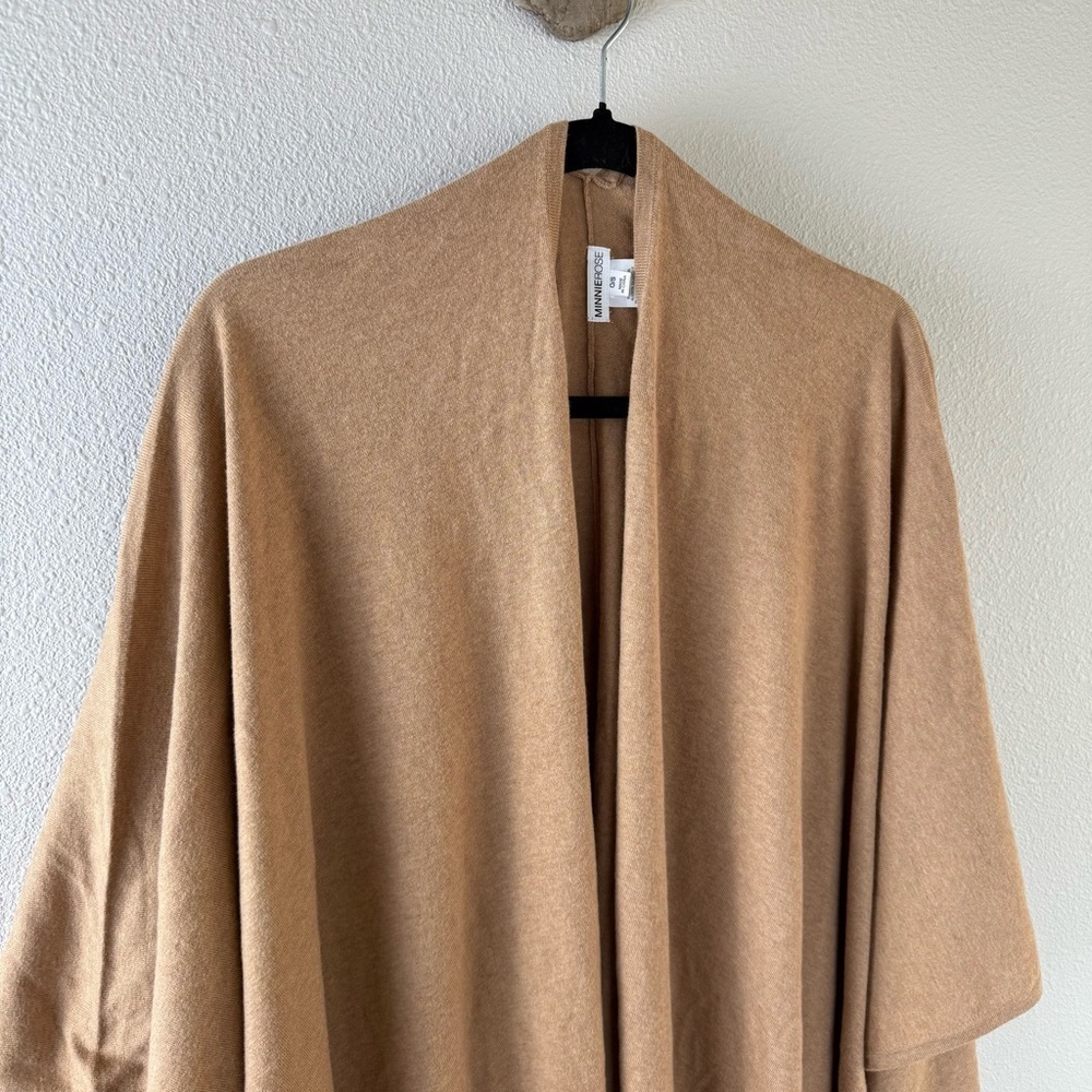 Minnie Rose Cotton Cashmere Topper Knit Cardigan Sweater Brown Sugar One Size - Picture 2 of 13